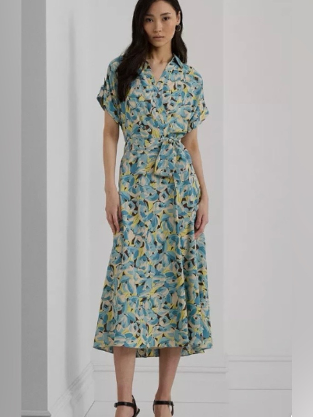 LAUREN RALPH LAUREN Women's Floral Belted Crepe Dress, Sz2